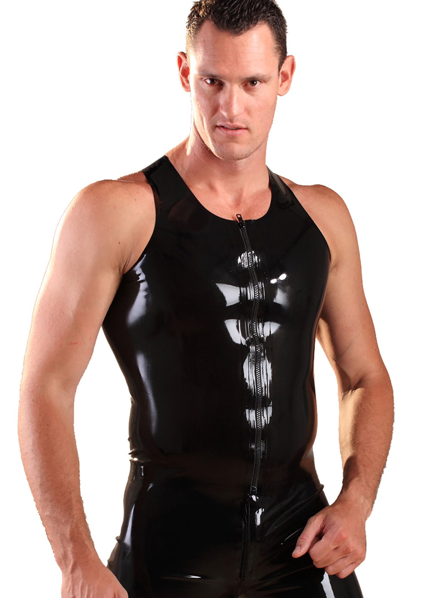 Latex Vest With Zip