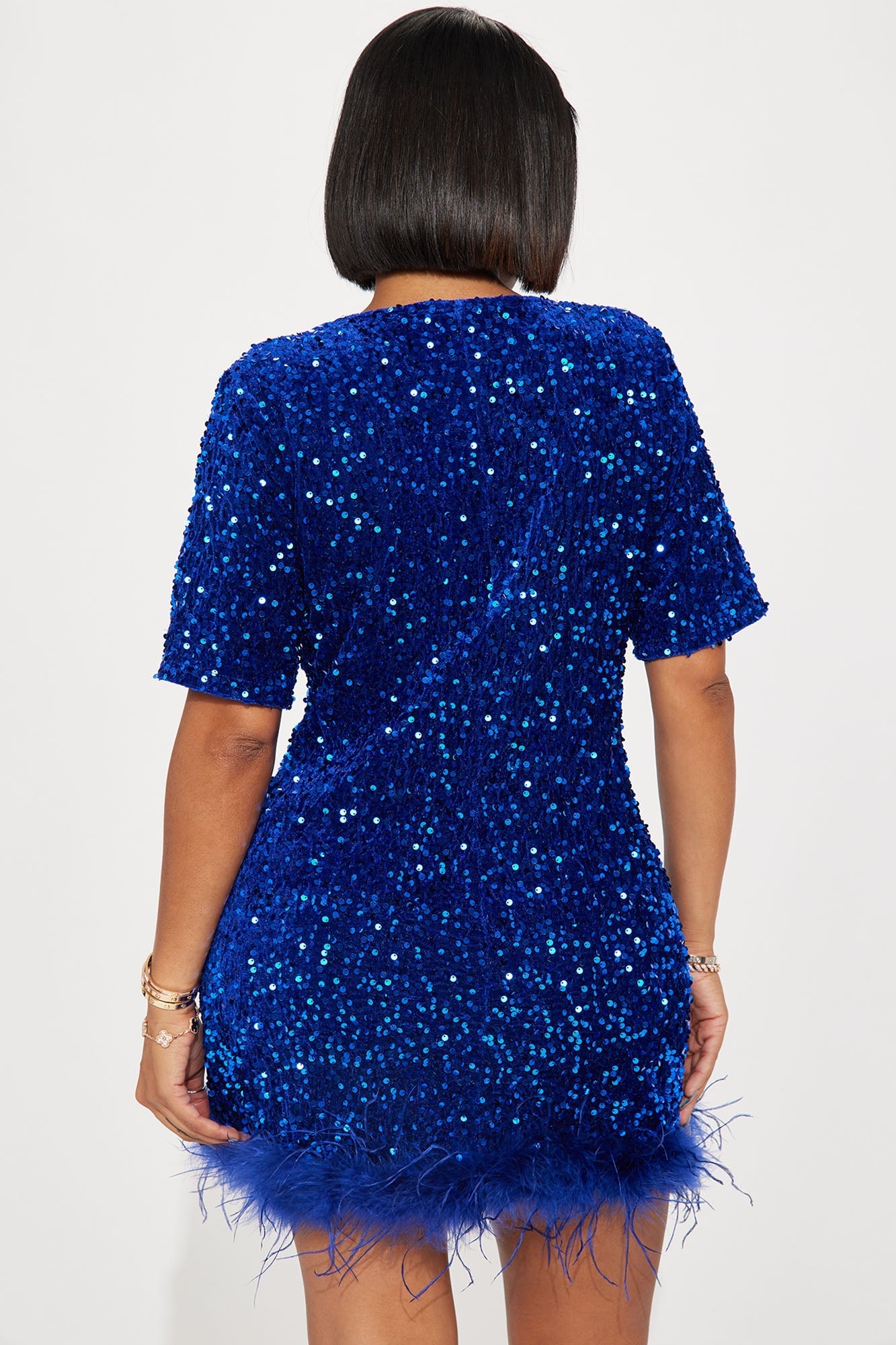 Christy Sequin T-Shirt Mini Dress - Royal