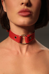 Rotes Halsband mit Ring