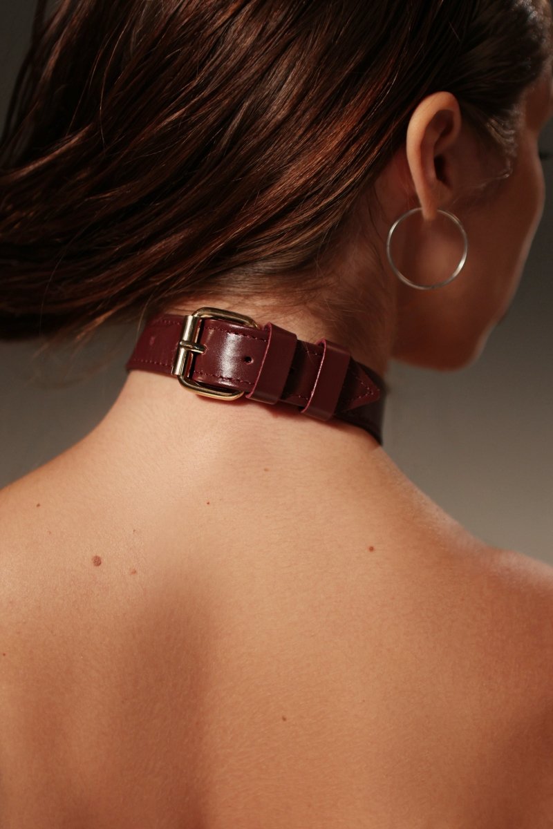 Burgundy Choker with Ring