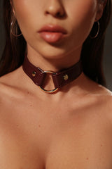 Burgundy Choker with Ring