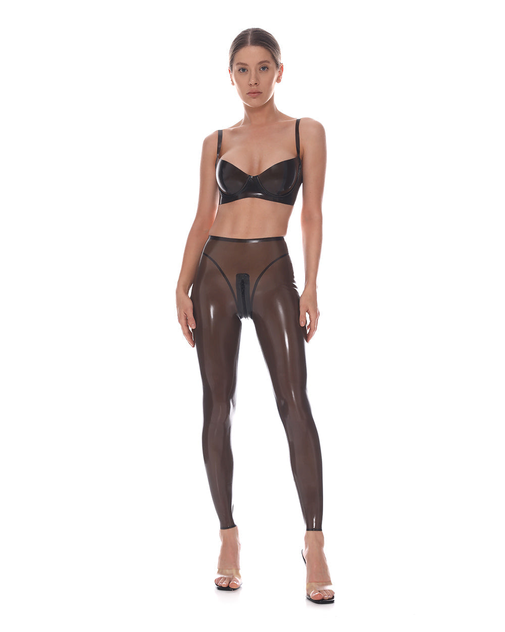 Latex High Waist Leggings "Eros" Smokey Black