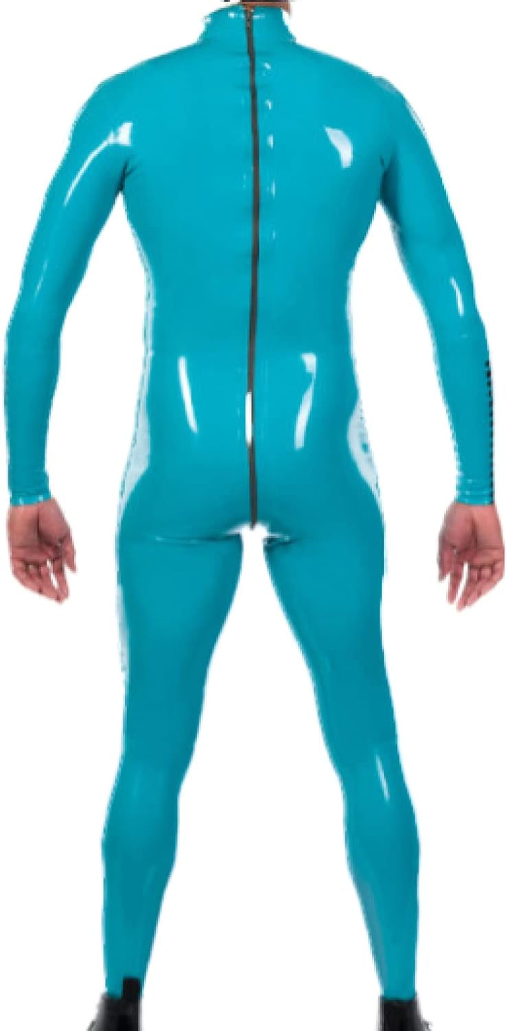 Blauer Latex-Overall für Herren-Rennuniform 