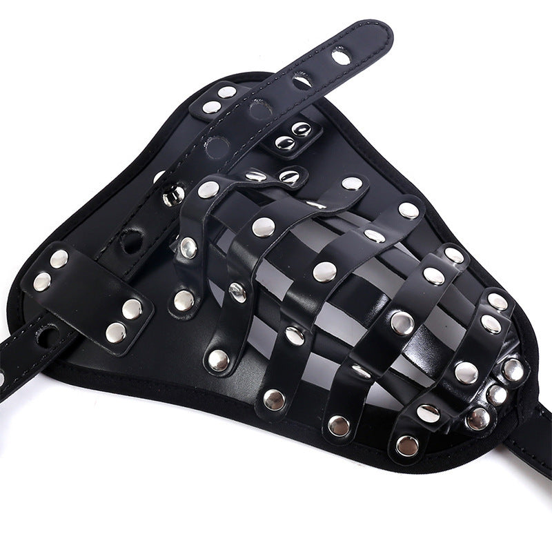 Adjustable Faux Leather Chastity Belt Cage Lock