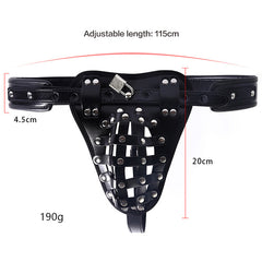 Adjustable Faux Leather Chastity Belt Cage Lock