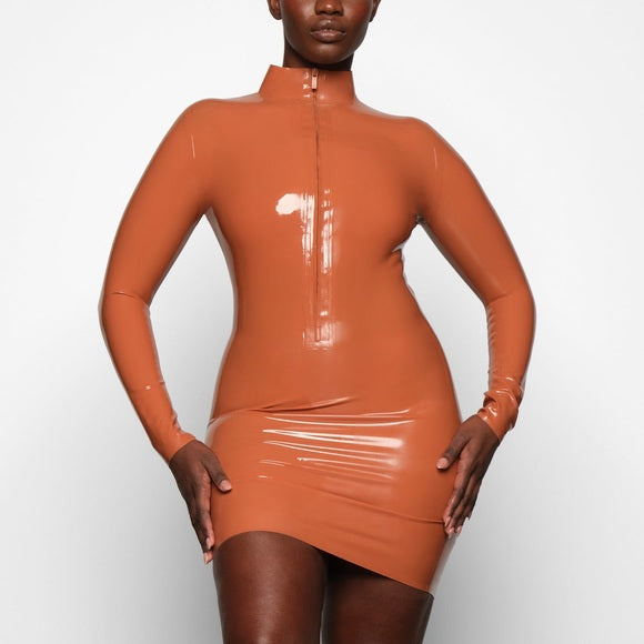 Latex Long Sleeve Dress