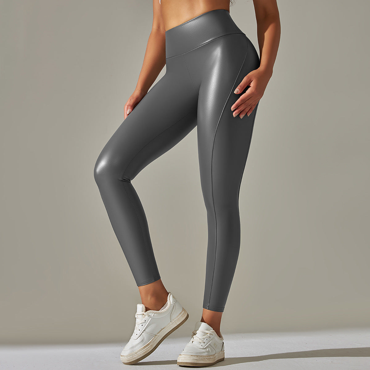 Neue glänzende Leggings aus hochelastischem PU-Leder 