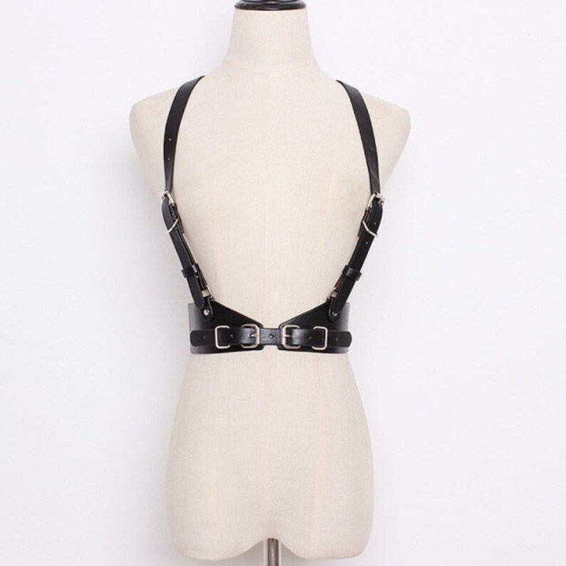 Faux Leather Buckle Body Harness Corset