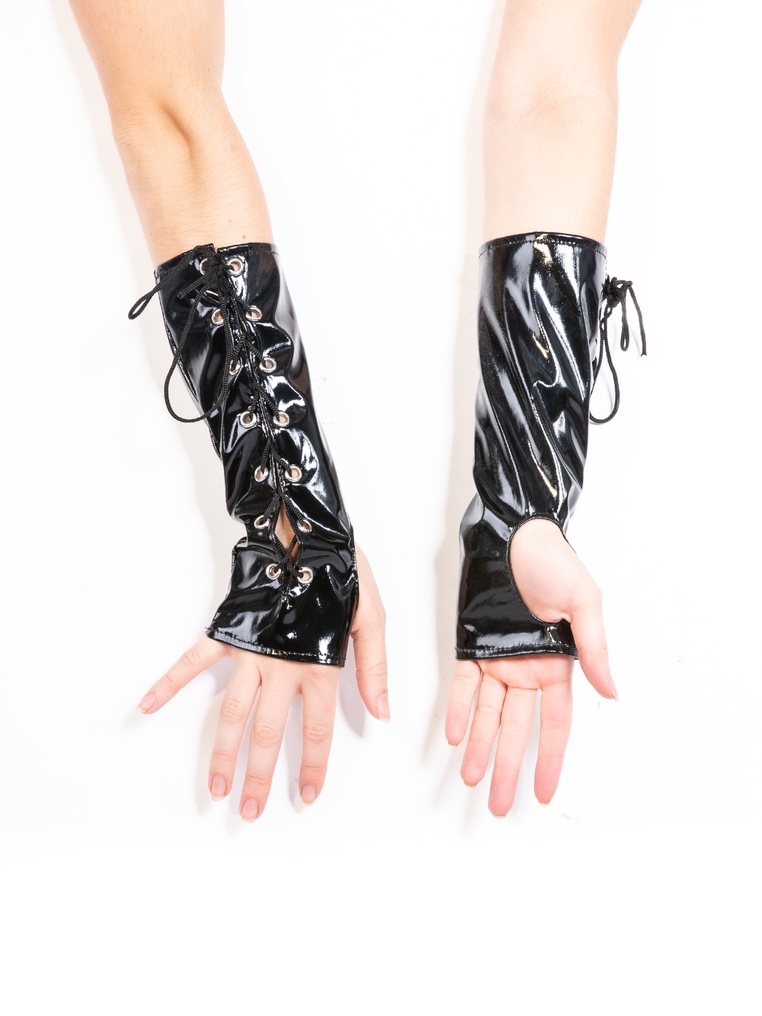 Burgunderrote PVC-Handschuhe mit Stulpen 