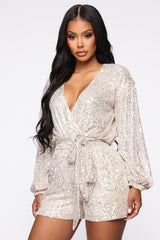 Diva Shine Sequin Romper - Silver