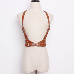 Faux Leather Buckle Body Harness Corset