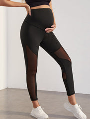 Umstands-Fitness-Leggings aus Mesh mit hoher Taille 