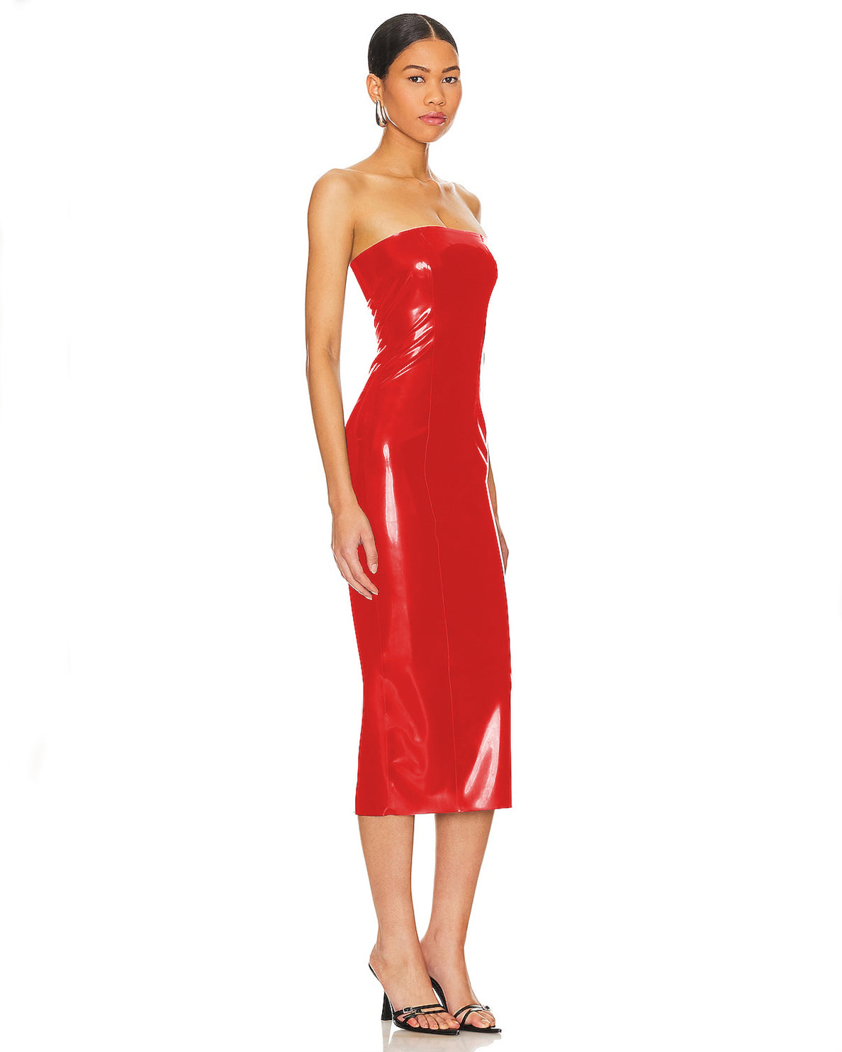 Trägerloses Kleid aus Latex