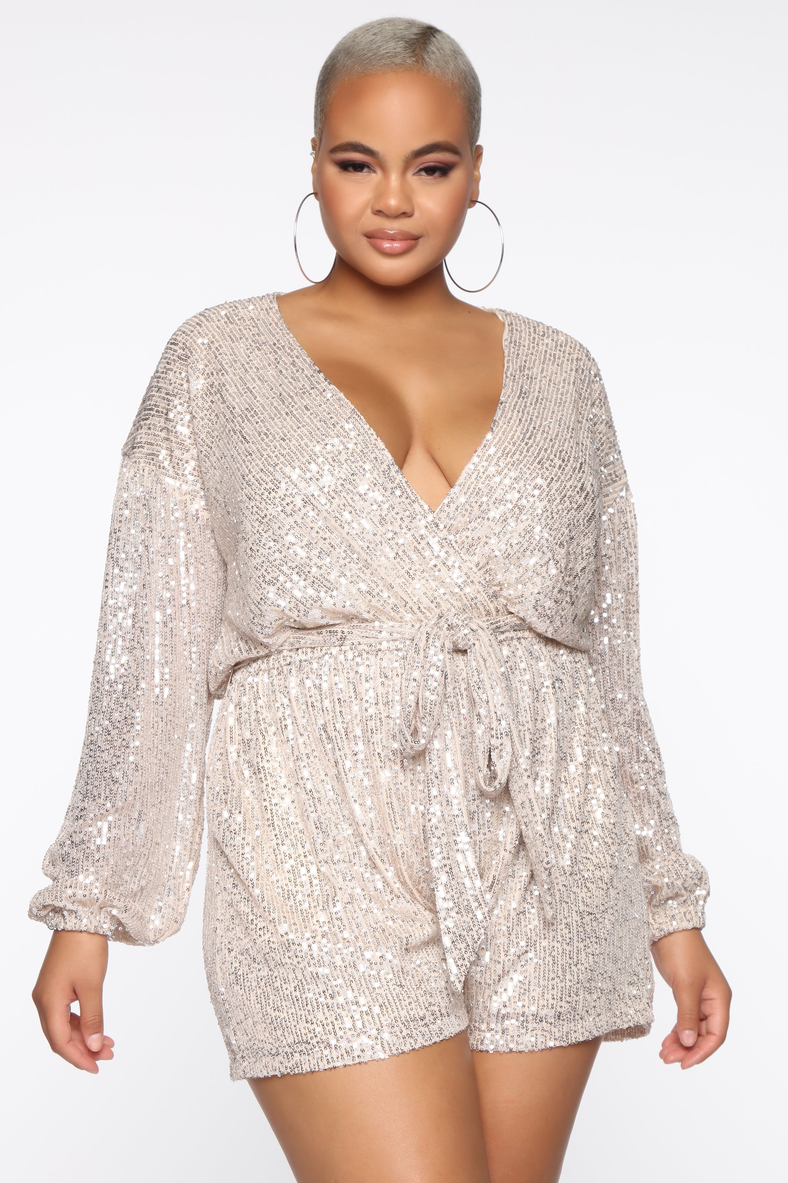 Diva Shine Sequin Romper - Silver