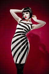 Black And White Stripes Latex Dress