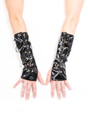 Burgunderrote PVC-Handschuhe mit Stulpen 