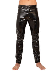 Schwarze, gerade geschnittene Jeans aus PVC 