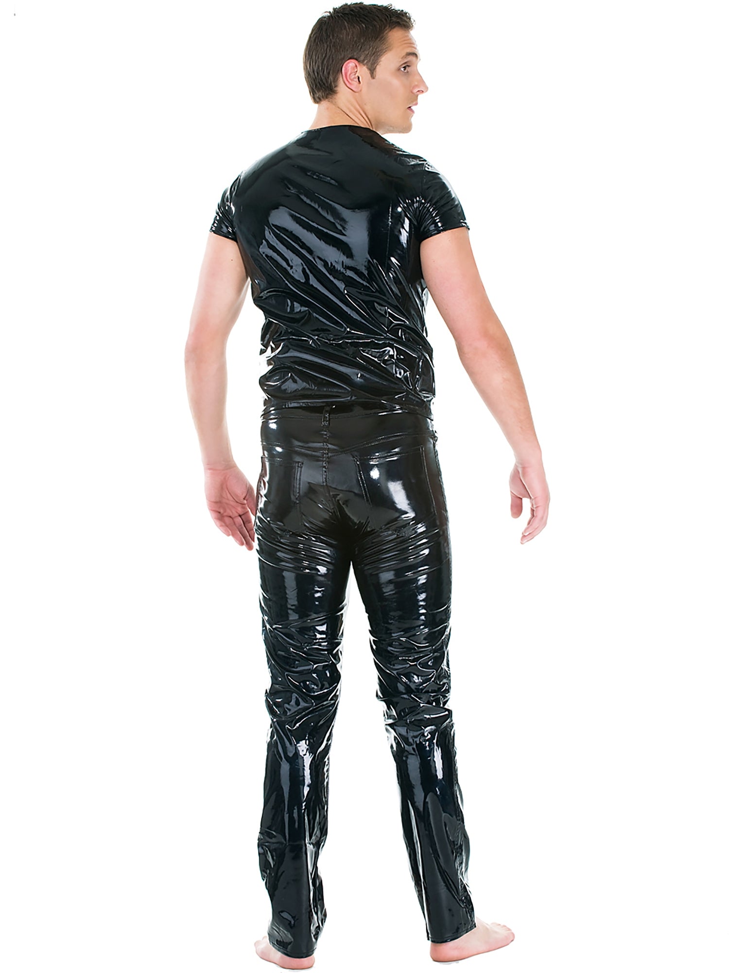 Schwarze, gerade geschnittene Jeans aus PVC 