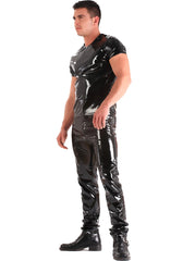 Schwarze, gerade geschnittene Jeans aus PVC 