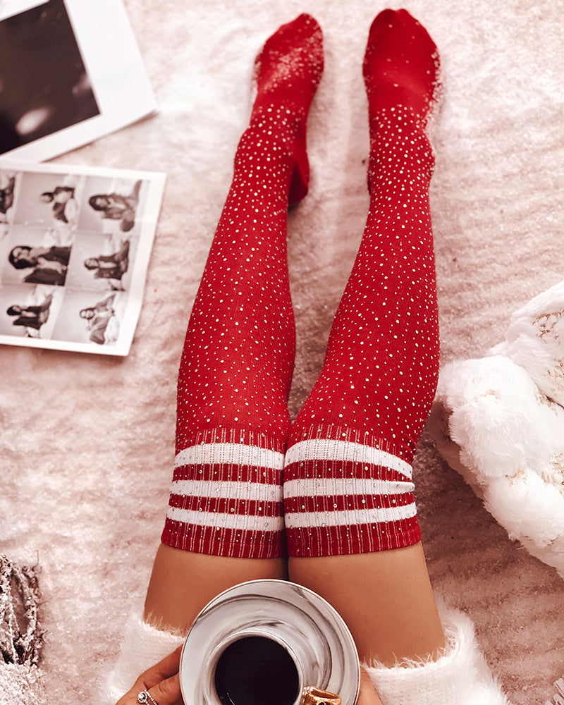 Sexy Sparkle Rhinestone Over Knee High Socks