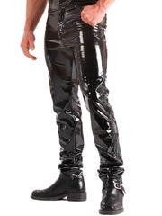 Schwarze, gerade geschnittene Jeans aus PVC 