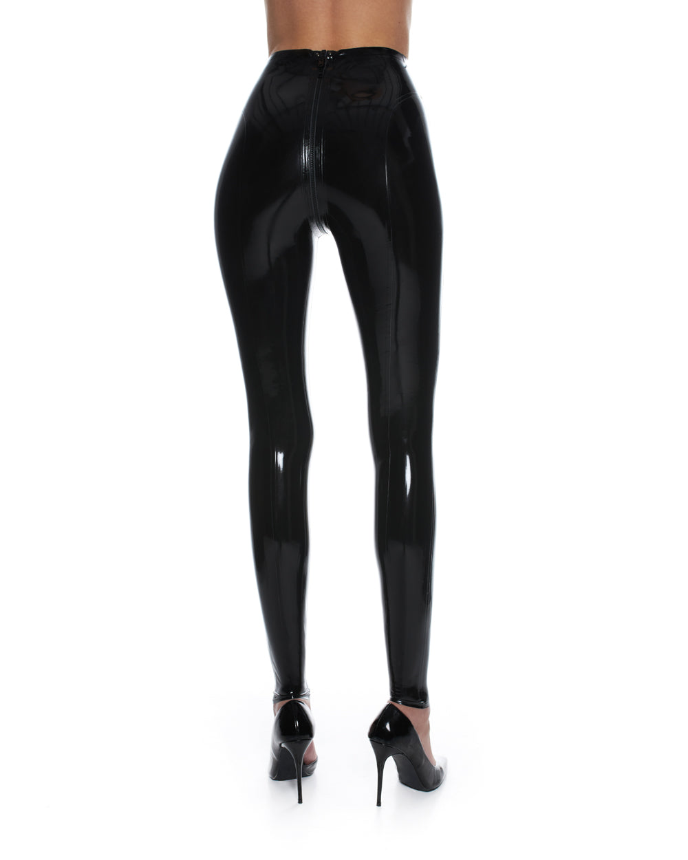 Latex-Leggings mit hoher Taille 