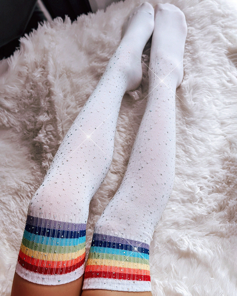 Sexy Sparkle Rhinestone Over Knee High Socks