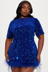 Christy Sequin T-Shirt Mini Dress - Royal