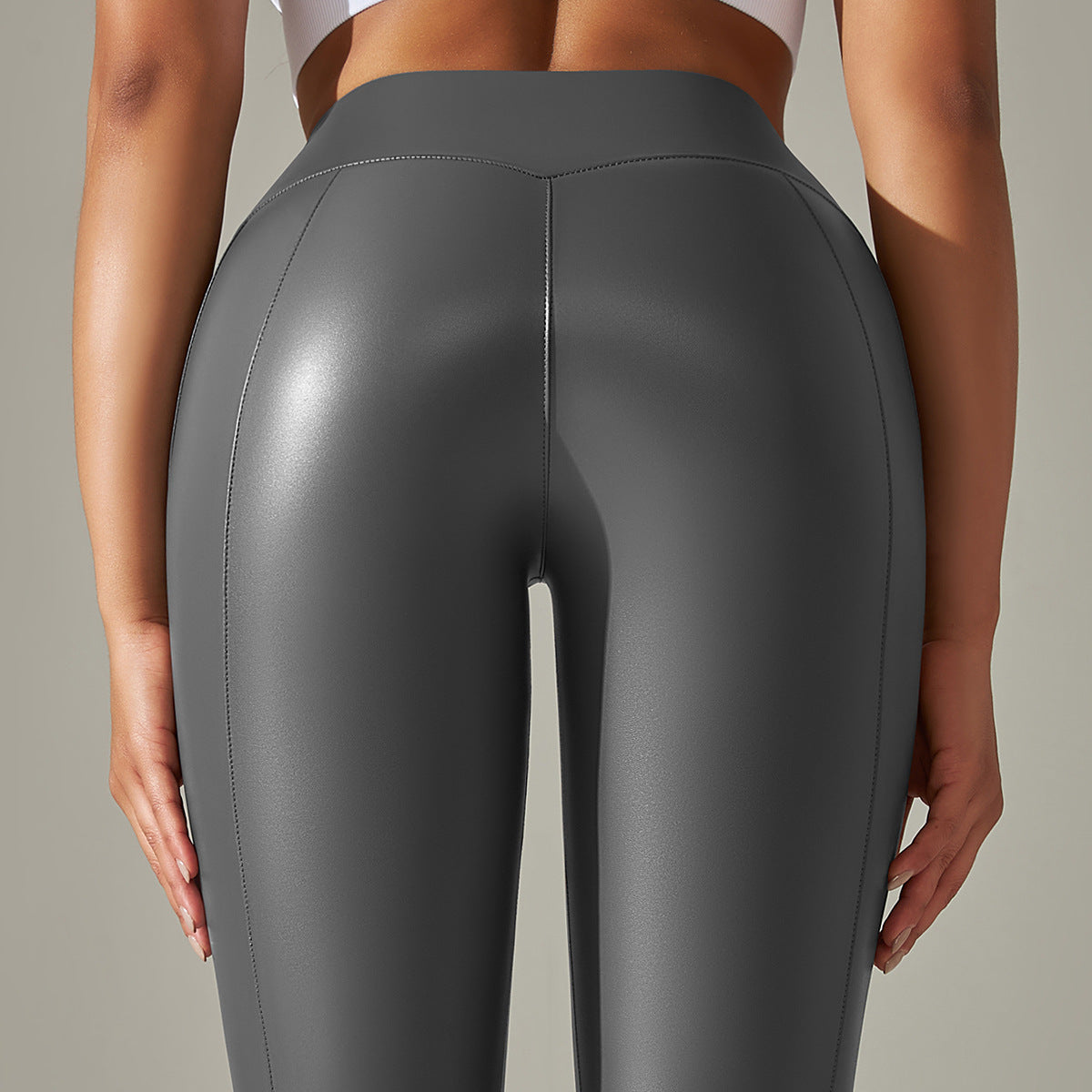 Neue glänzende Leggings aus hochelastischem PU-Leder 