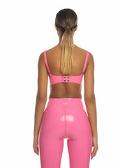 Push-Up-BH aus glänzendem PU-Leder in Pink 