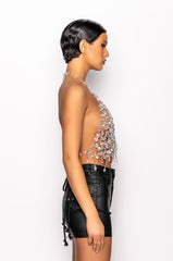 Drop Razor Crystal Body Chain Top