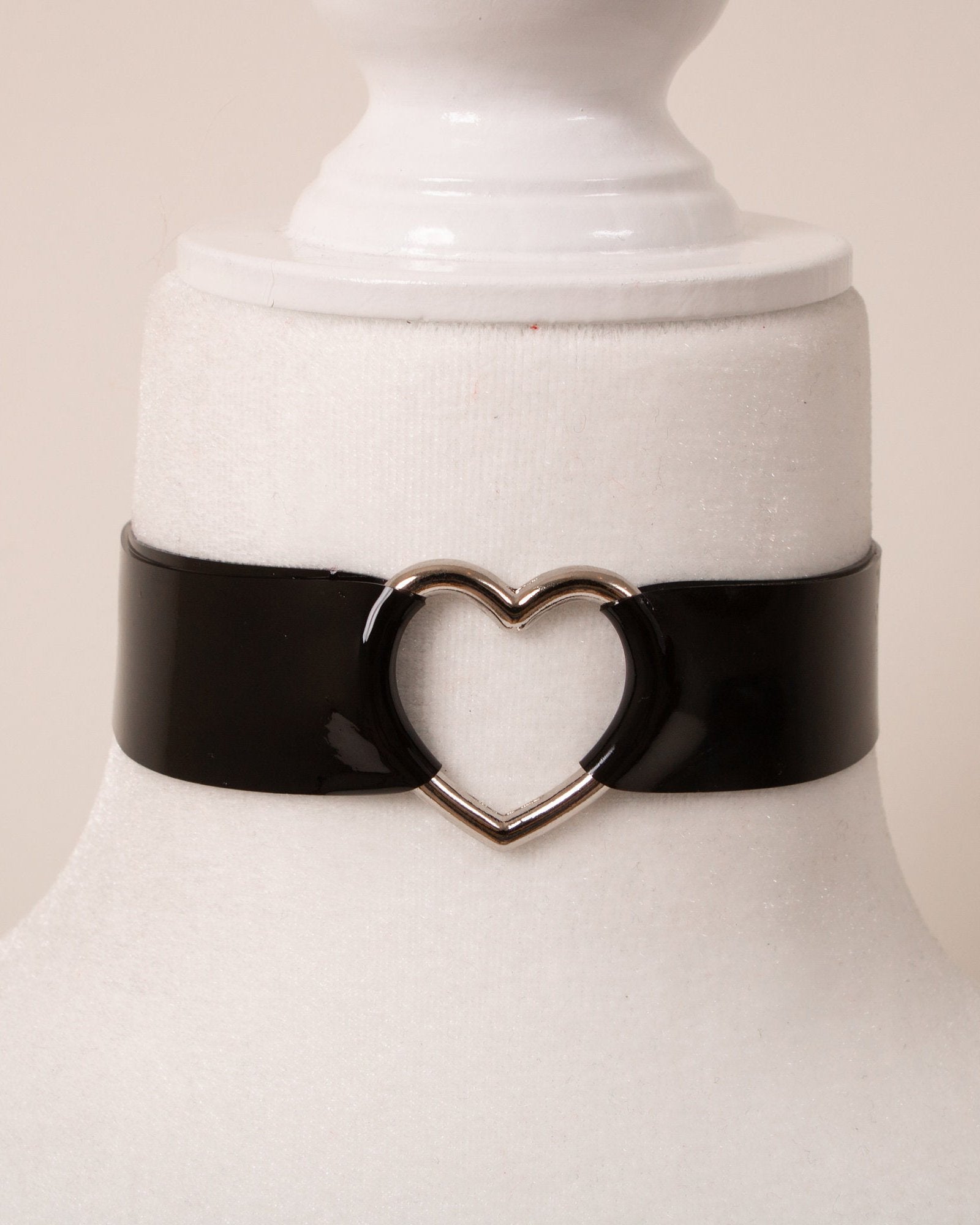 Black Latex Heart Collar