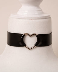 Black Latex Heart Collar