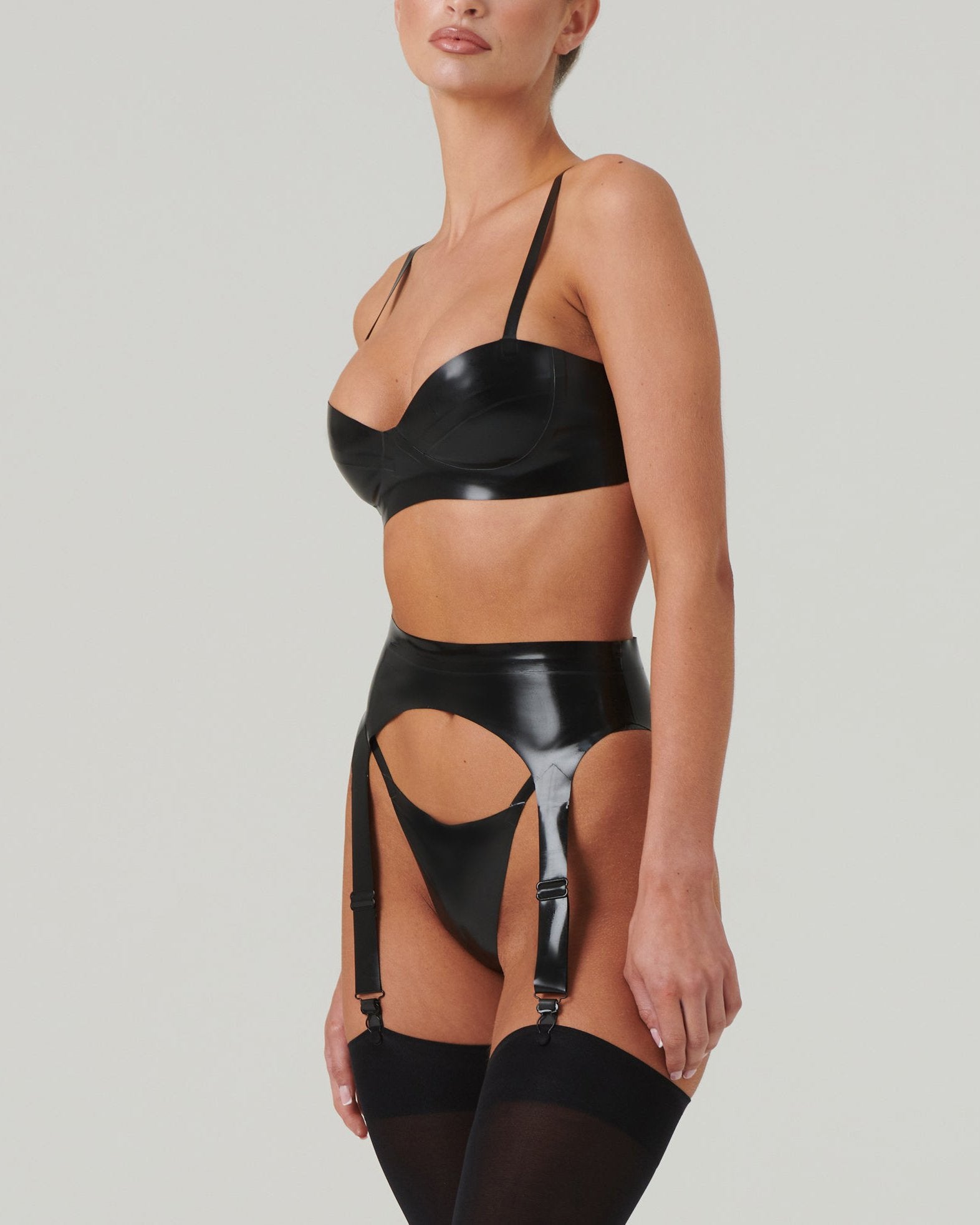 Sexy Latex Low-cut Bra Suit