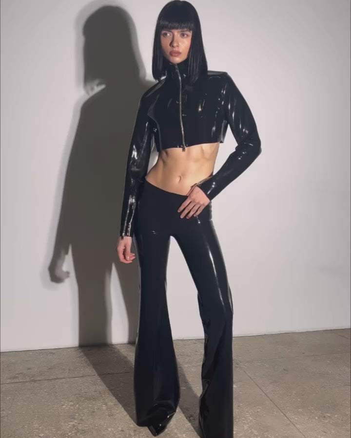 Latex High-Waist Jacket Top