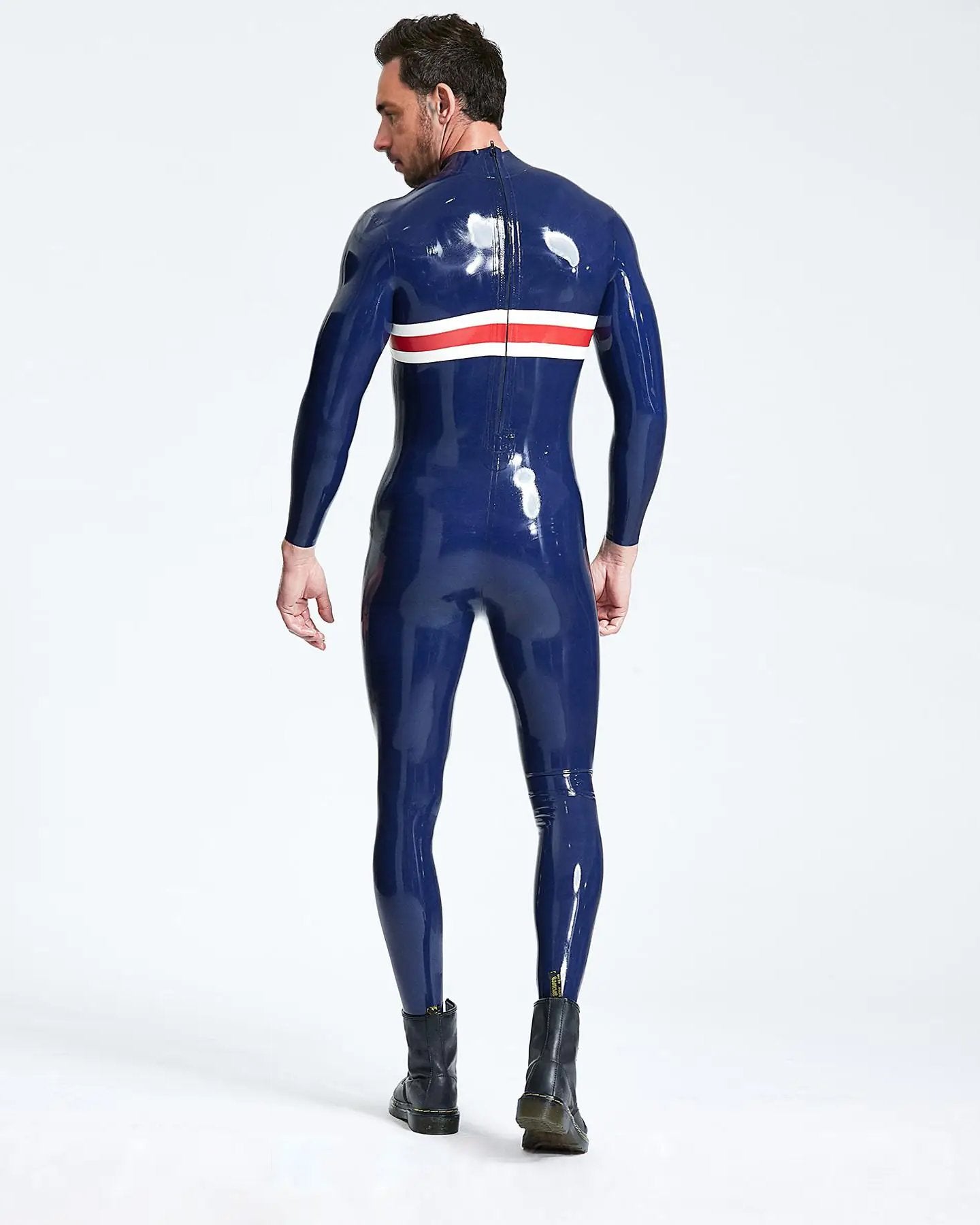 Male Latex Patriotic Cross Catsuit