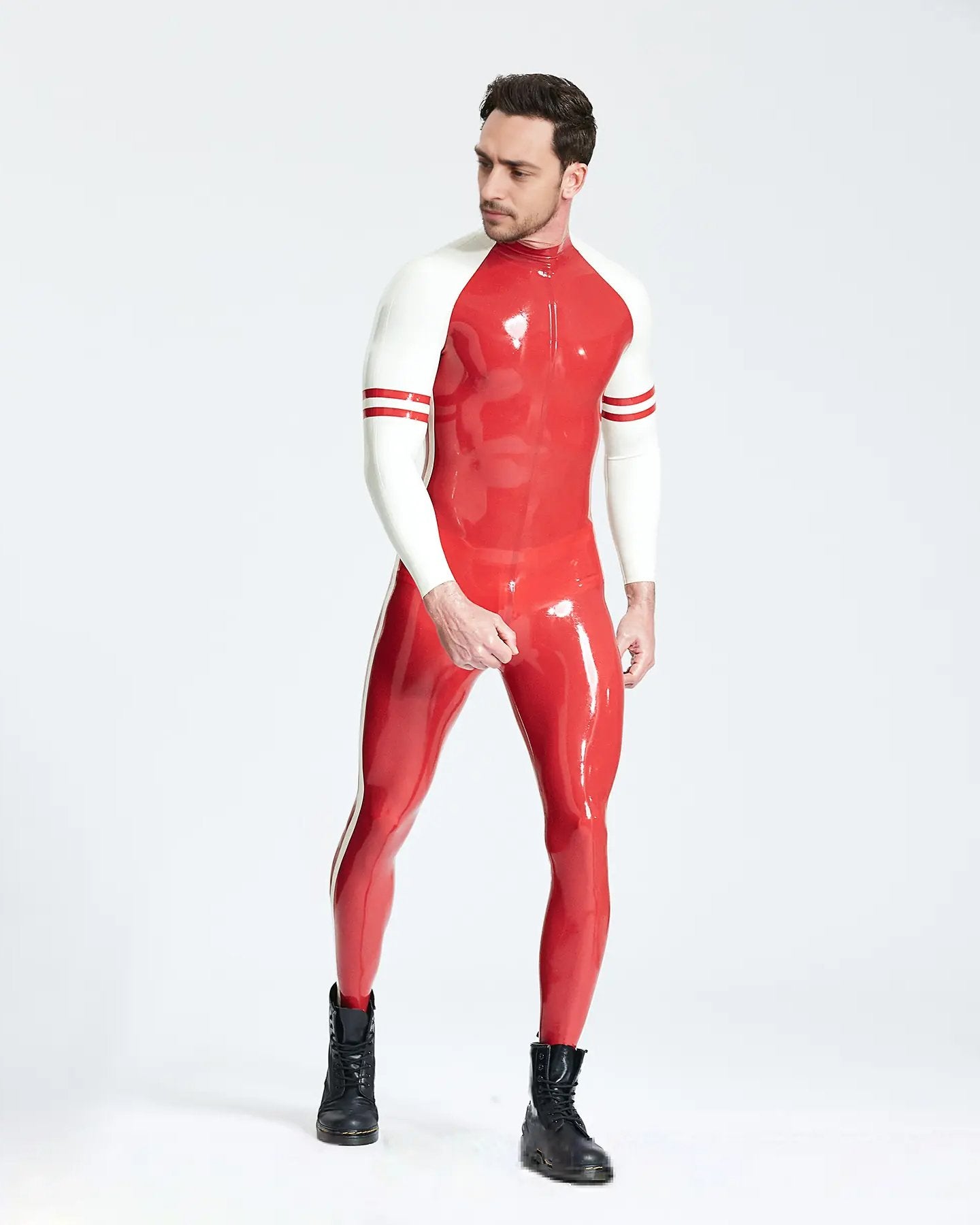 Male Latex Blaze Raglan-Sleeved Catsuit