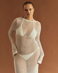 Knitted Long-sleeved Backless Sexy Mopping Dress