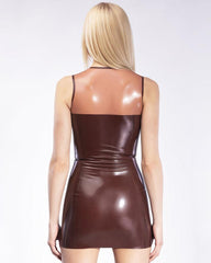 Latex Sexy Dress with Transparent Top