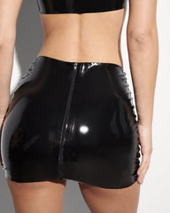 Zip Back Latex Mini Skirt