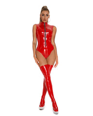 Bright Patent Leather Nightclub Sleeveless Jumpsuit