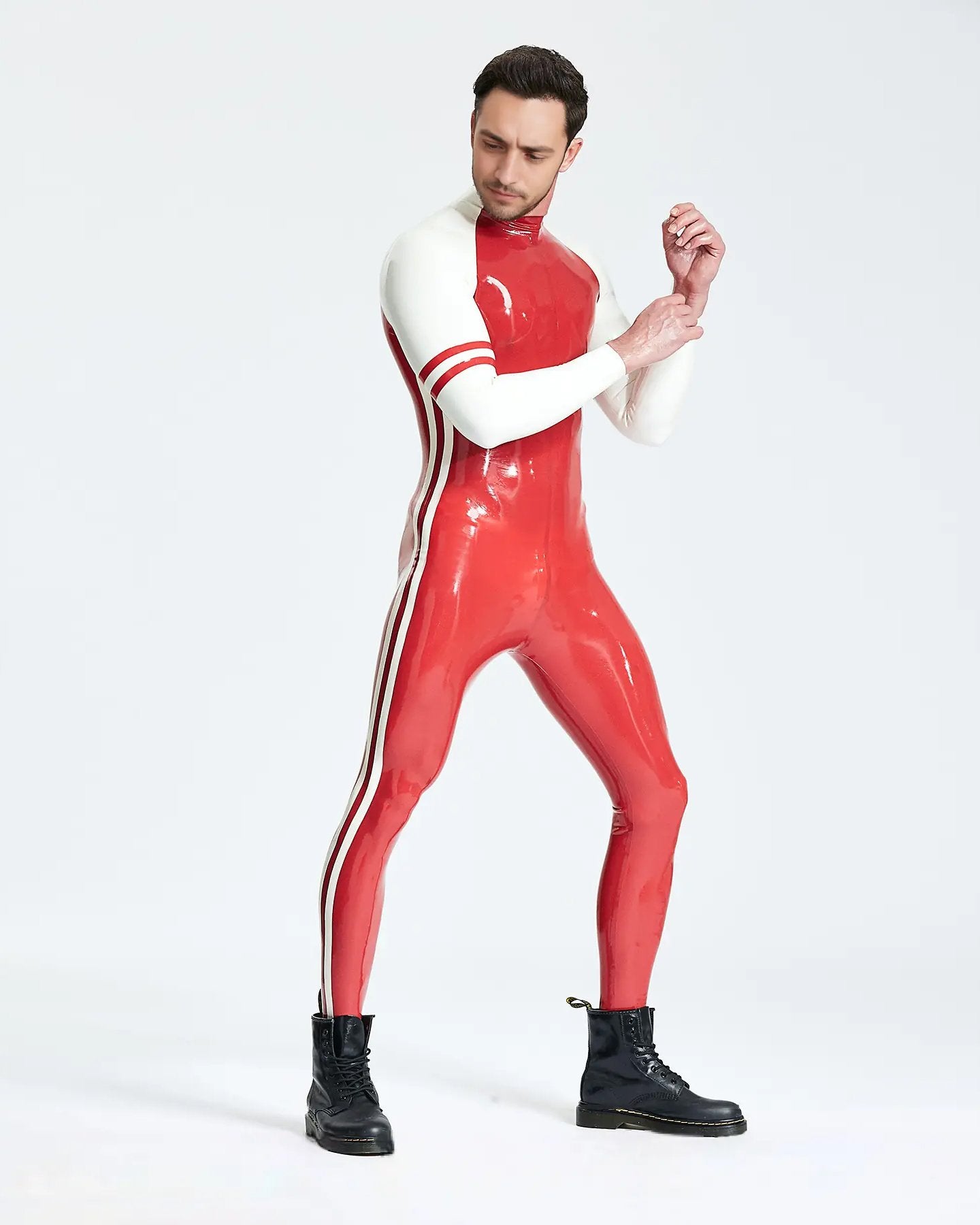 Male Latex Blaze Raglan-Sleeved Catsuit