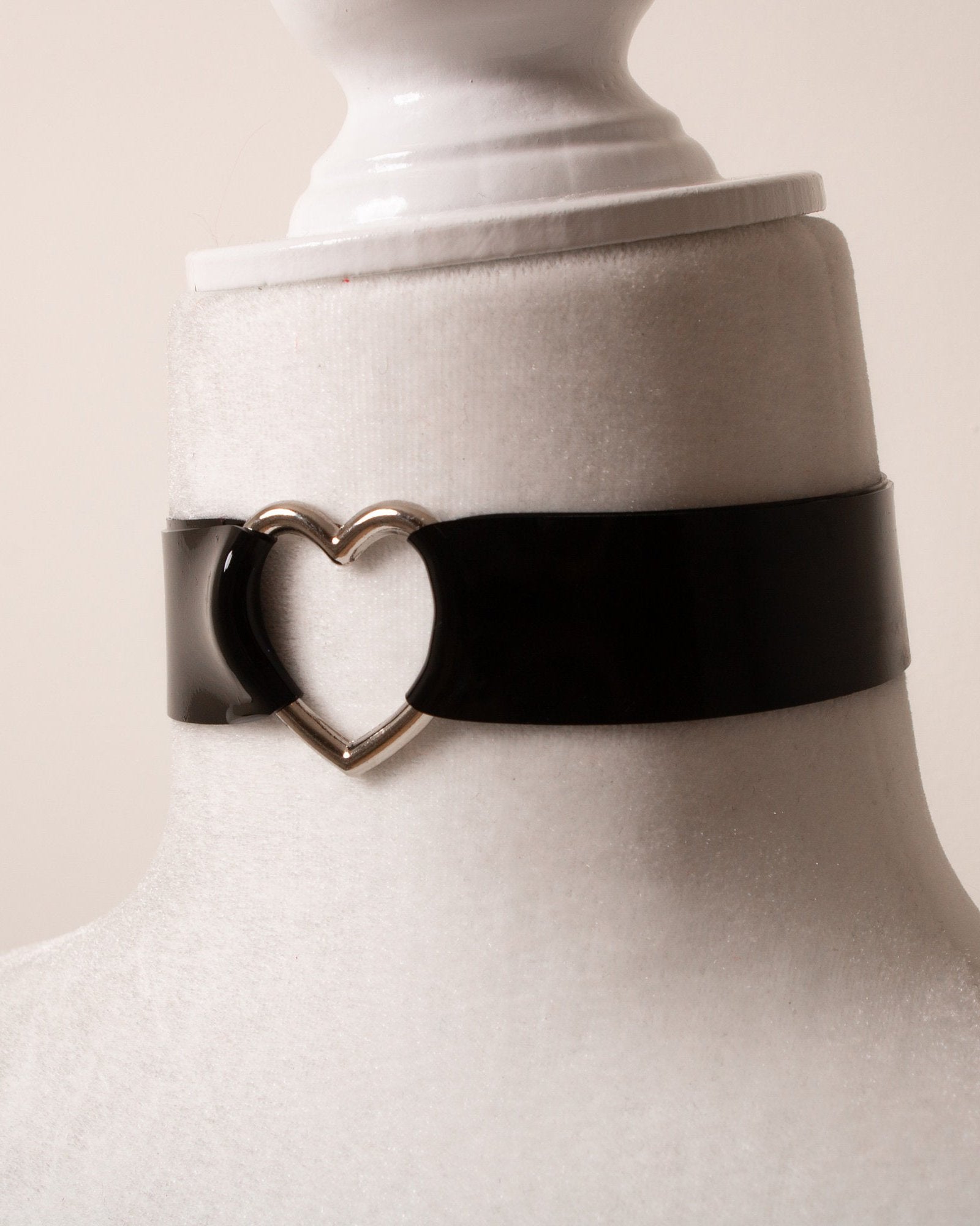 Black Latex Heart Collar