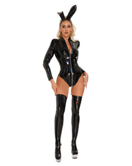 Bunny Charm Patent Leather Jumpsuit Suit