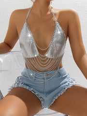 Silver Sequins Tassel Sexy Bikini Bra