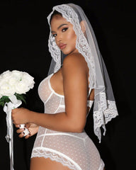 Vanessa Sexy Slim White Wedding Dress Lingerie Suit