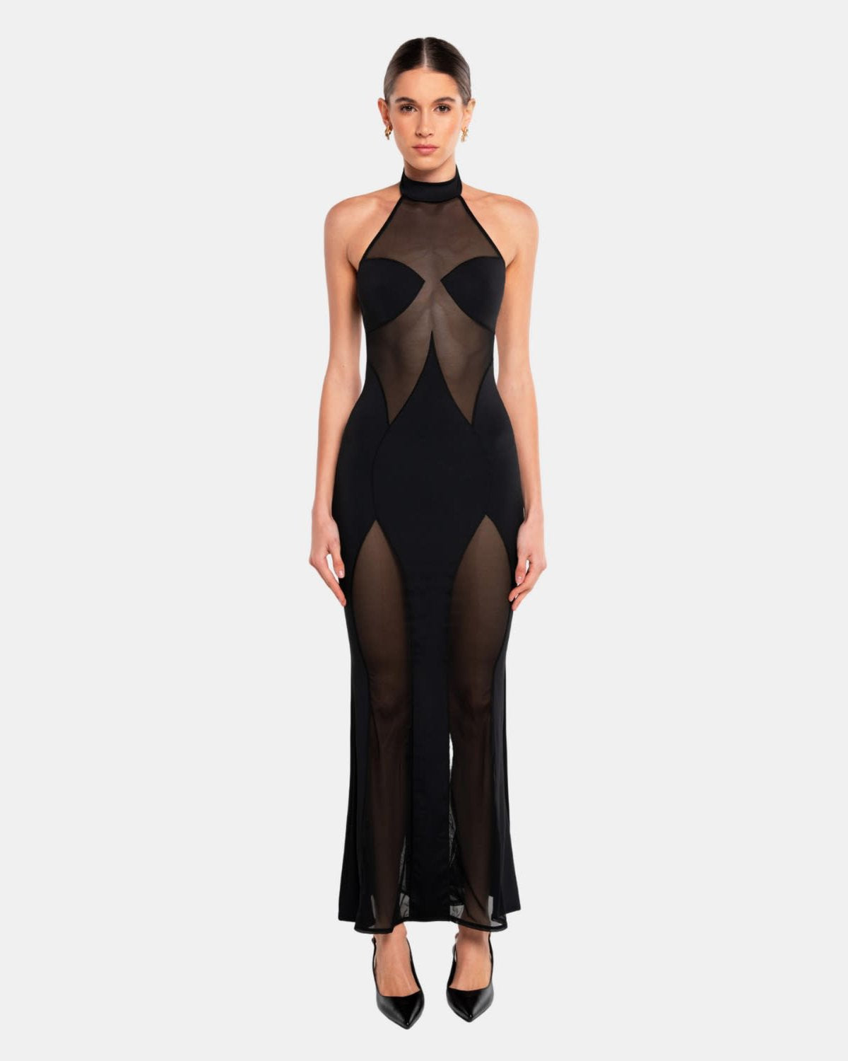 Sexy Slim-Fit Mesh Long Dress