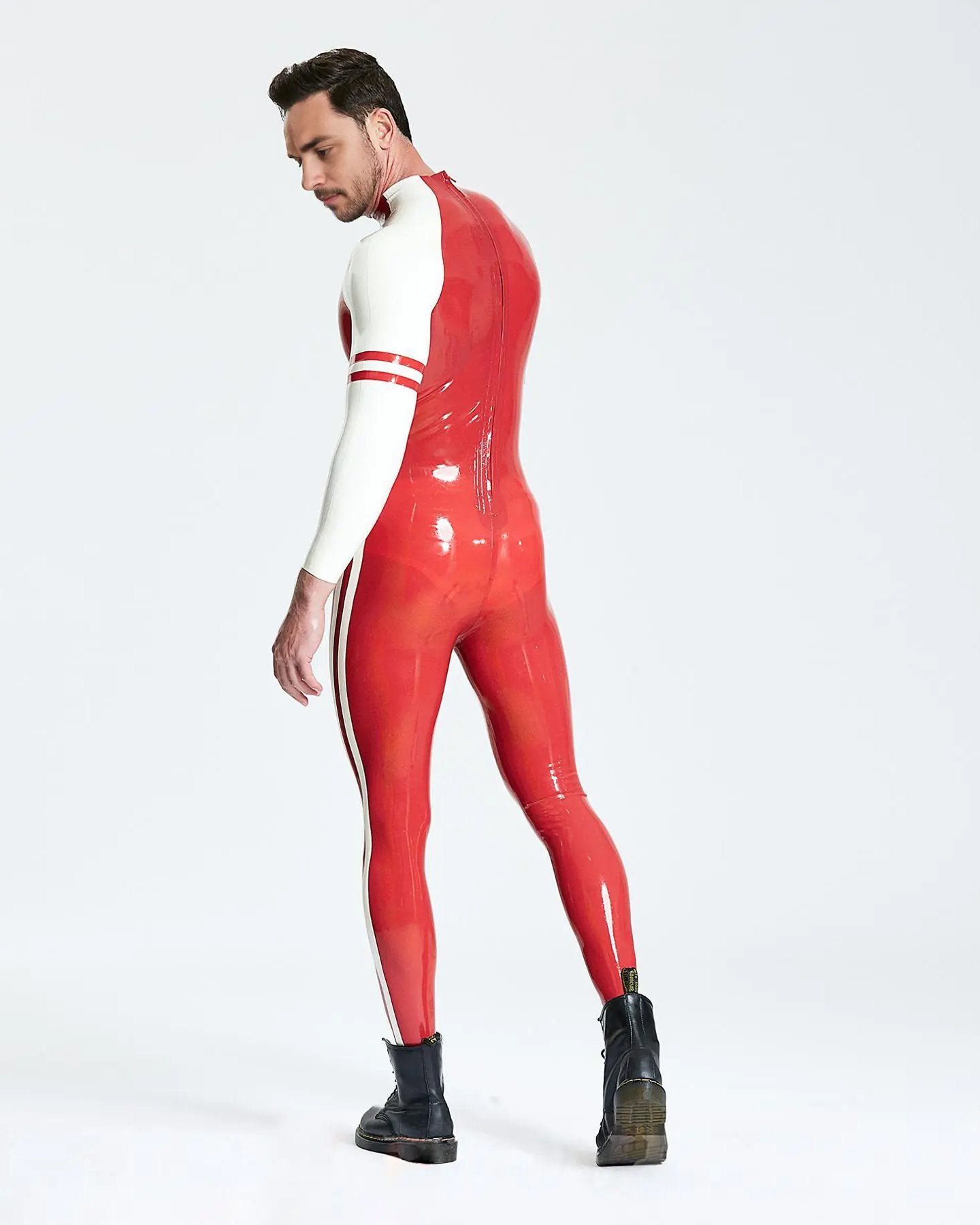 Male Latex Blaze Raglan-Sleeved Catsuit