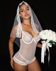 Vanessa Sexy Slim White Wedding Dress Lingerie Suit