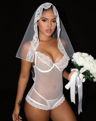 Vanessa Sexy Slim White Wedding Dress Lingerie Suit